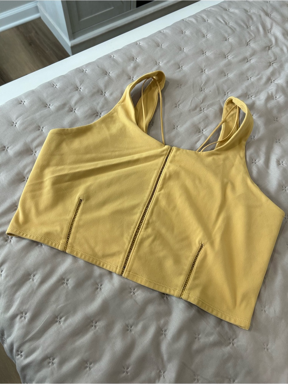 Nike Yellow Double-Strap Cropped Sports Bra Top